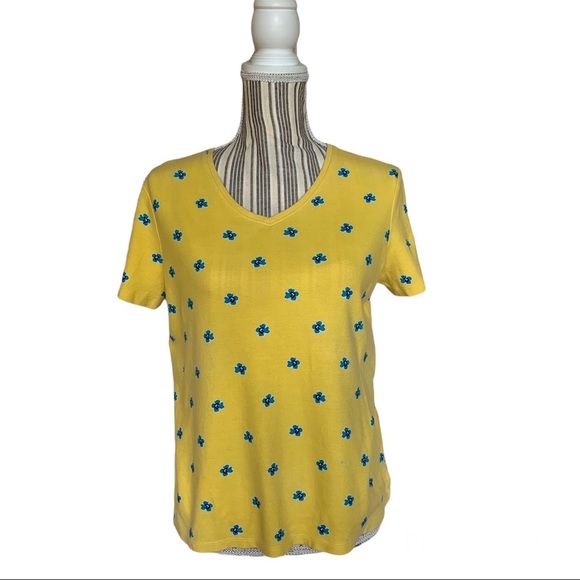 Kim Rogers Tops - Kim Rogers Yellow Floral Perfectly Soft Tee Small